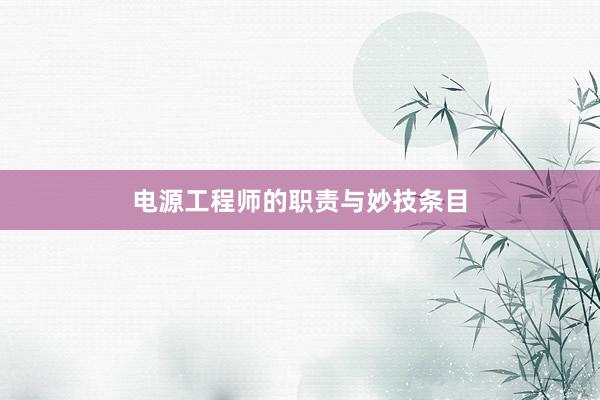 电源工程师的职责与妙技条目