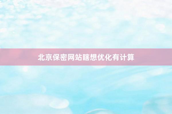 北京保密网站瞎想优化有计算